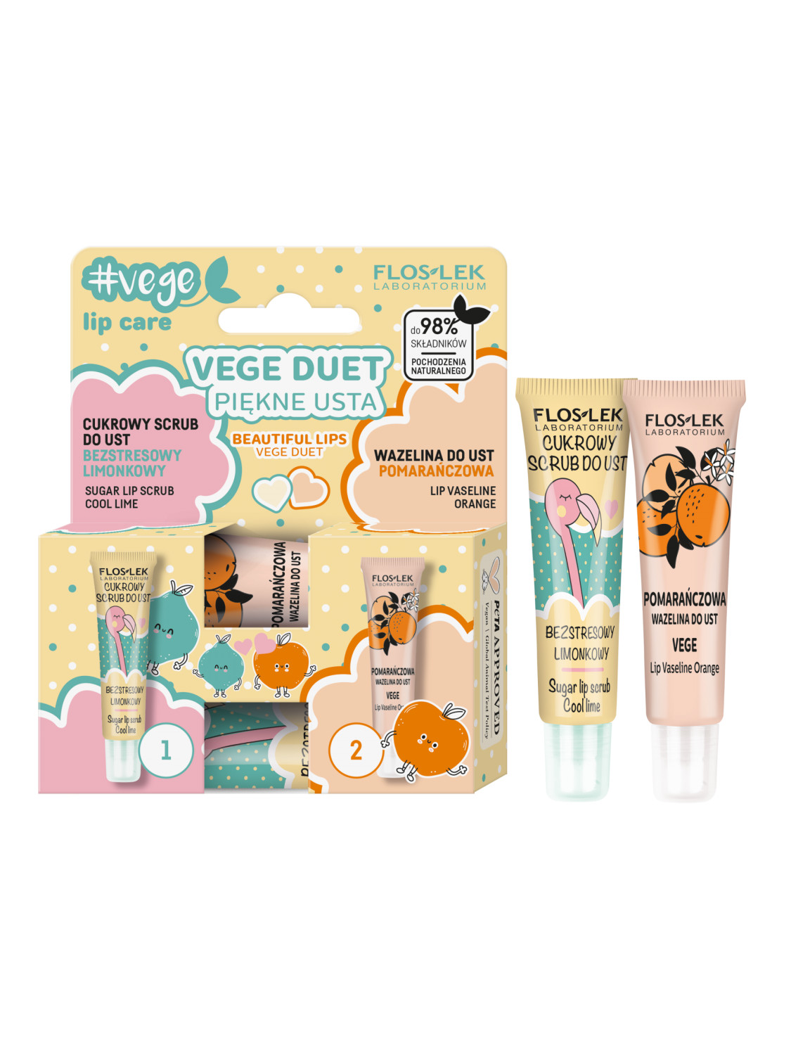 Floslek Beautiful Lips Vege Duet (Sugar lip scrub + vaseline)