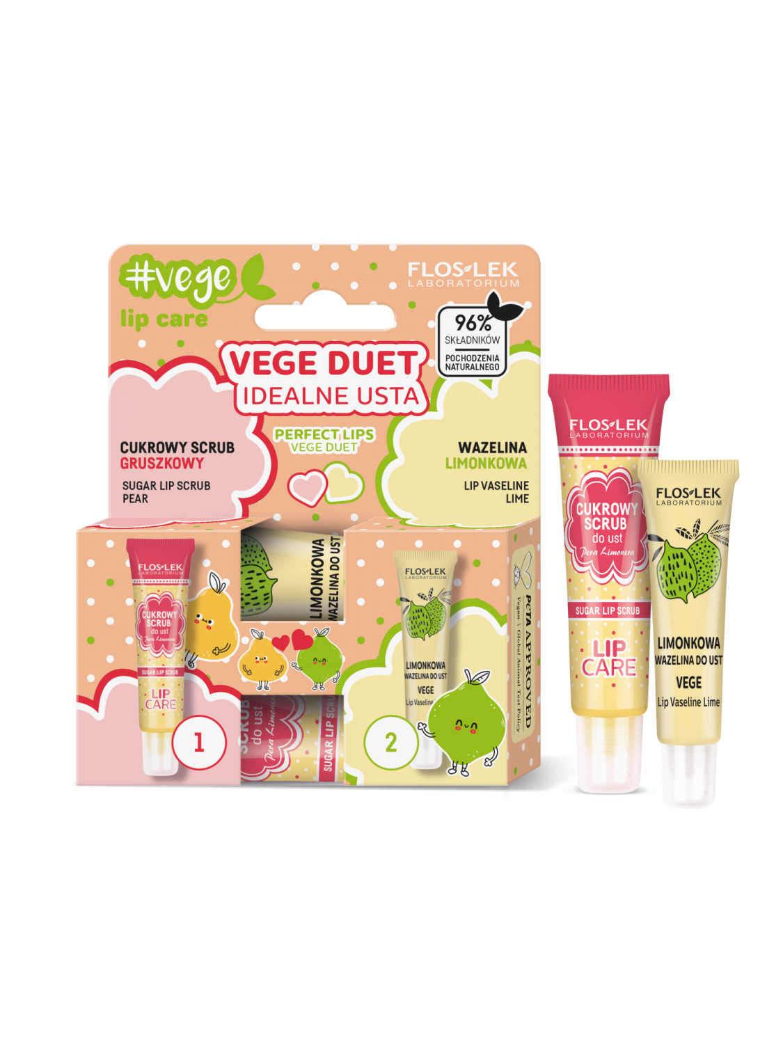 Floslek  Perfect Lips Vege Duet (Sugar lip scrub + vaseline)